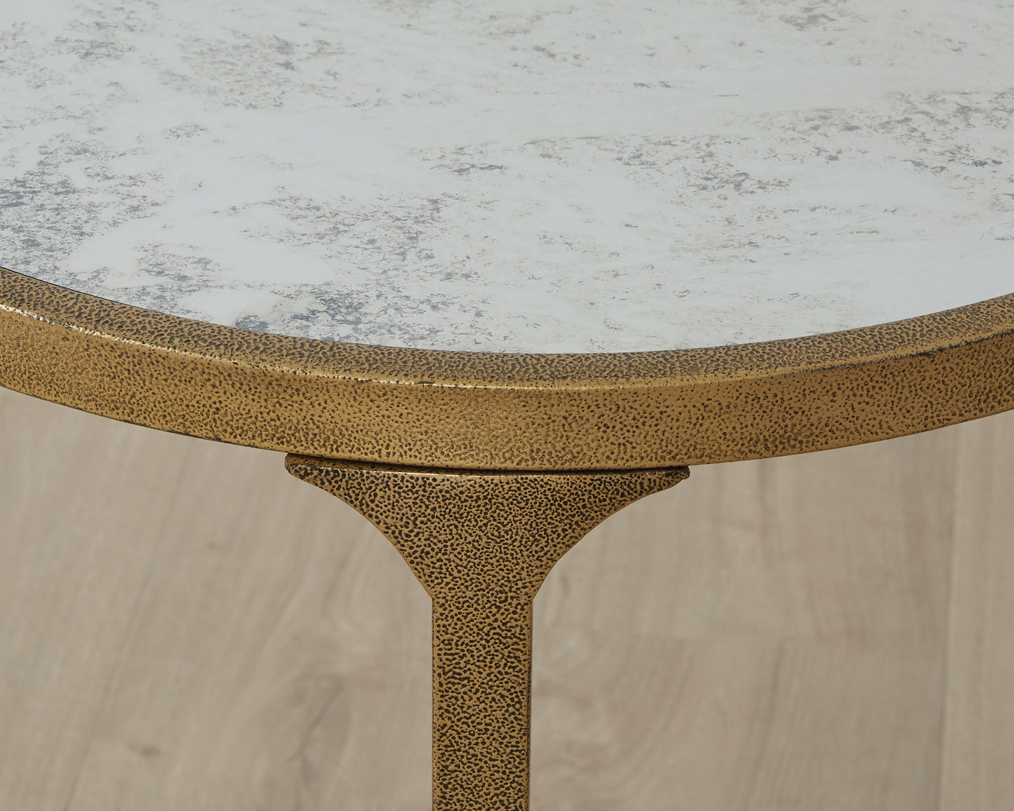 Korajane Antique Gold Round End Table- Viva Furn