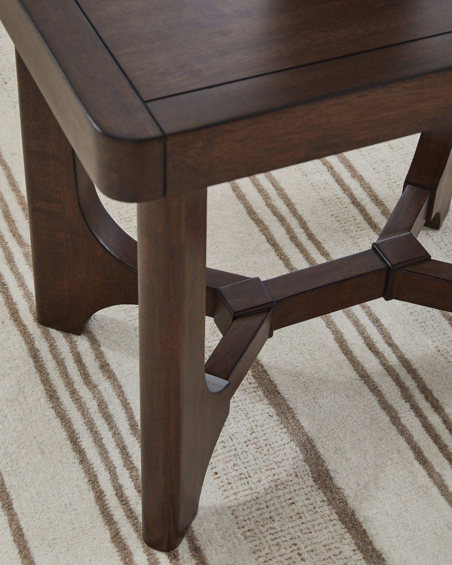 Korestone Dark Brown Rectangular End Table- Viva Furn