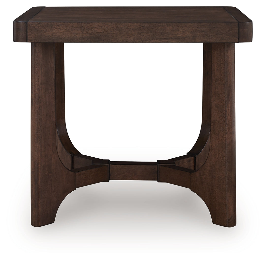 Korestone Dark Brown Rectangular End Table- Viva Furn