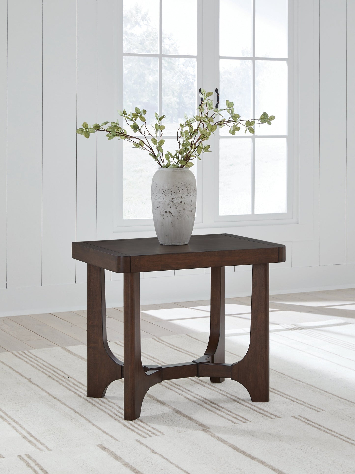 Korestone Dark Brown Rectangular End Table- Viva Furn