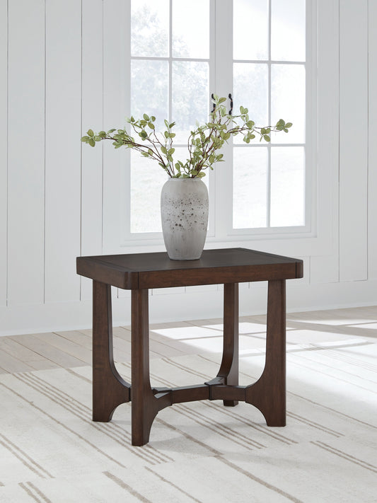 Korestone Dark Brown Rectangular End Table- Viva Furn