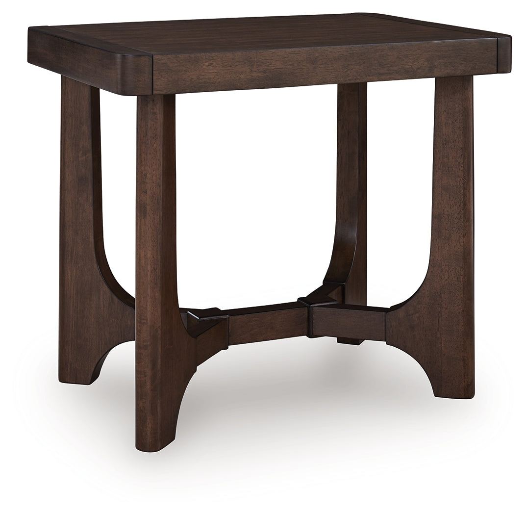Korestone Dark Brown Rectangular End Table- Viva Furn