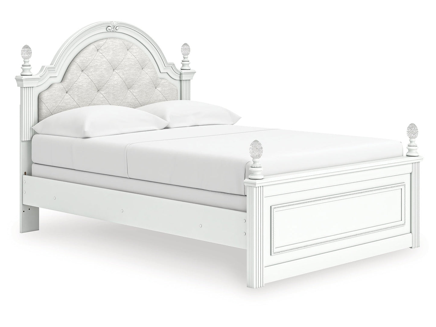 Kozlani White Full Upholstered Panel Bed- Viva Furn