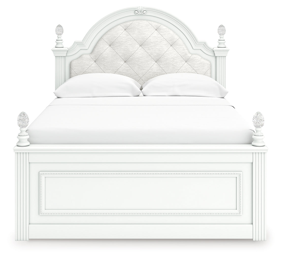Kozlani White Full Upholstered Panel Bed- Viva Furn