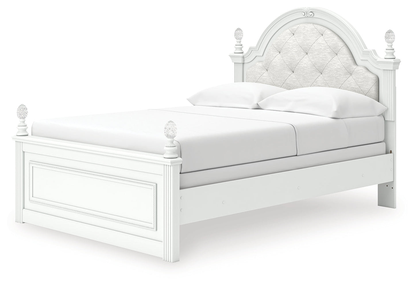Kozlani White Full Upholstered Panel Bed- Viva Furn