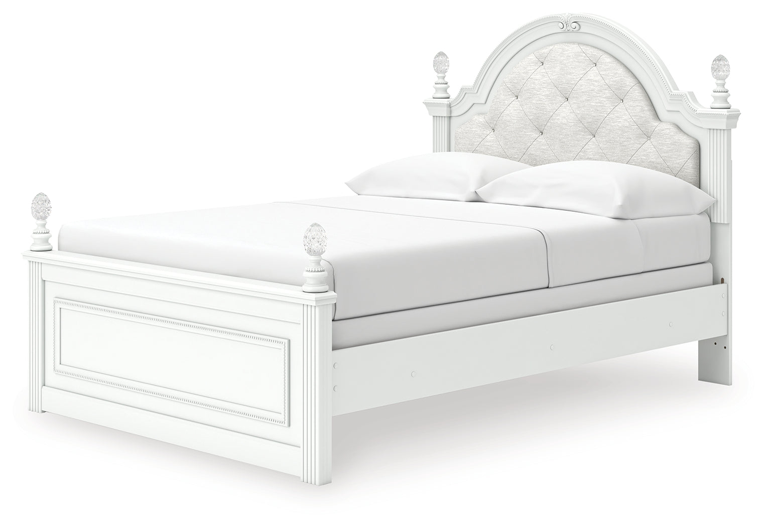 Kozlani White Full Upholstered Panel Bed- Viva Furn