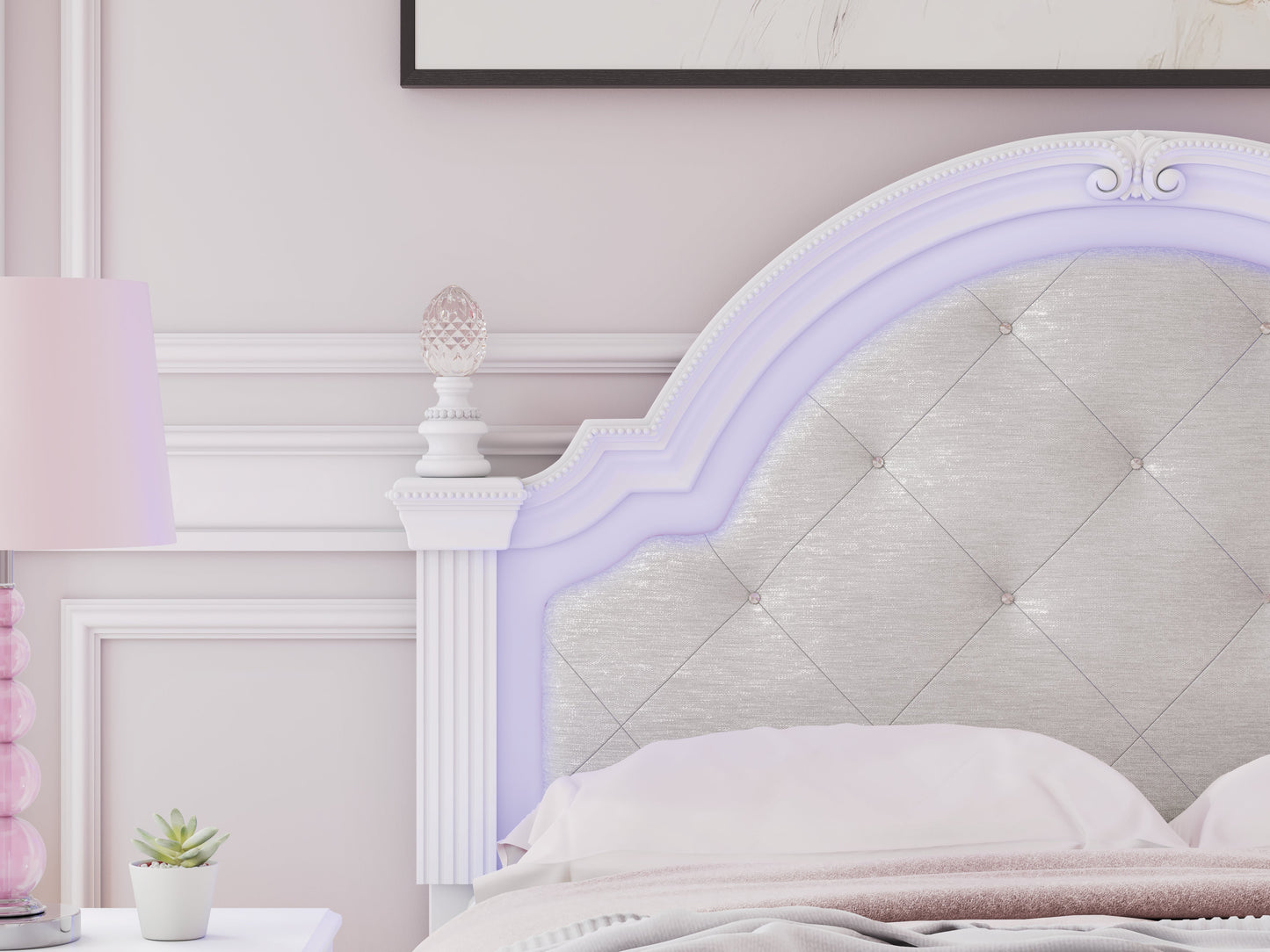 Kozlani White Full Upholstered Panel Bed- Viva Furn