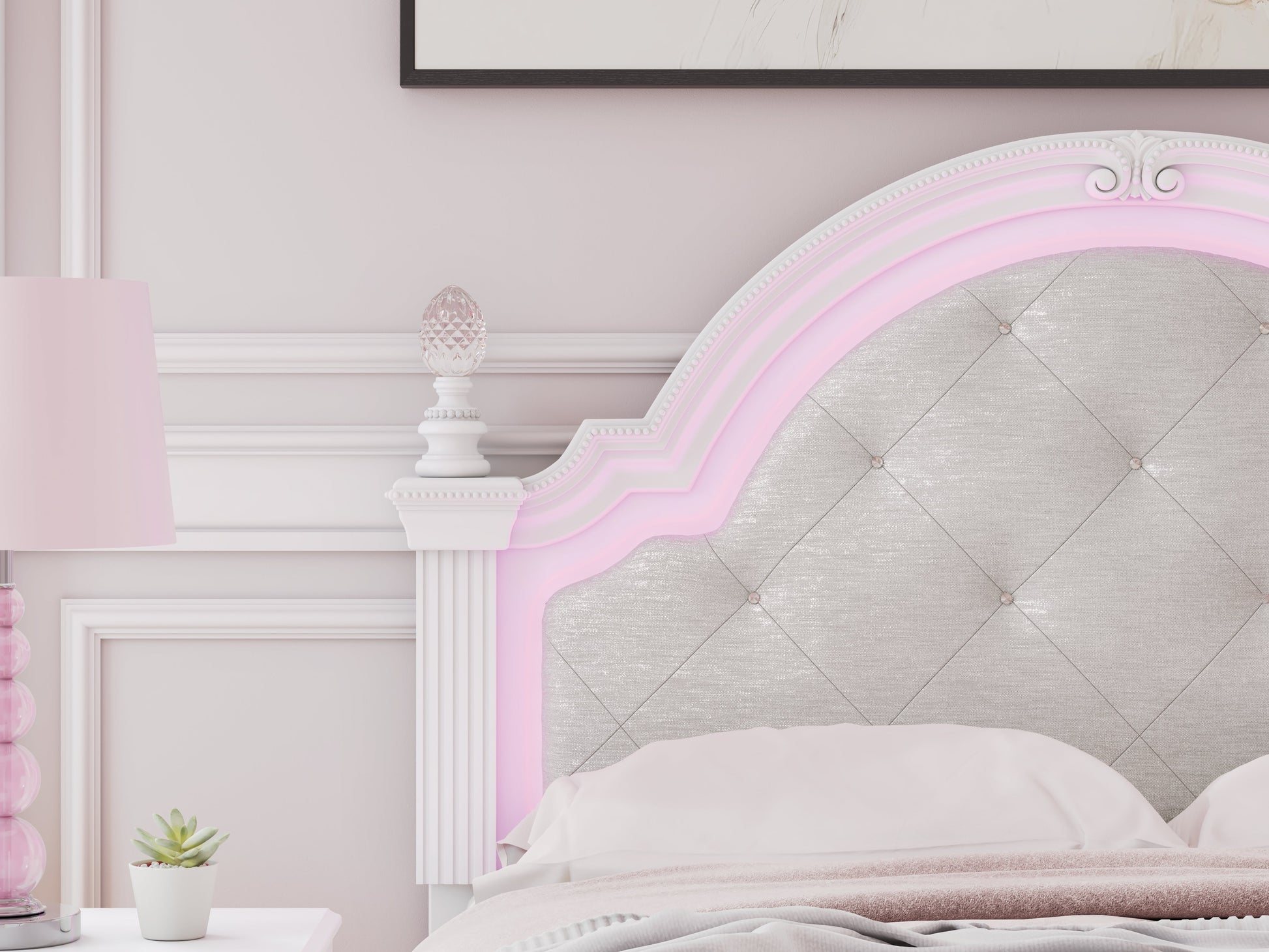 Kozlani White Full Upholstered Panel Bed- Viva Furn