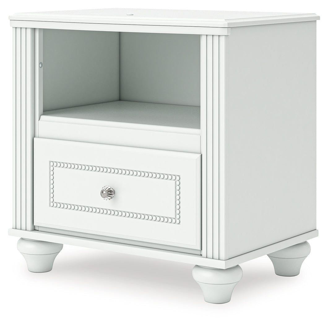 Kozlani White One Drawer Night Stand- Viva Furn