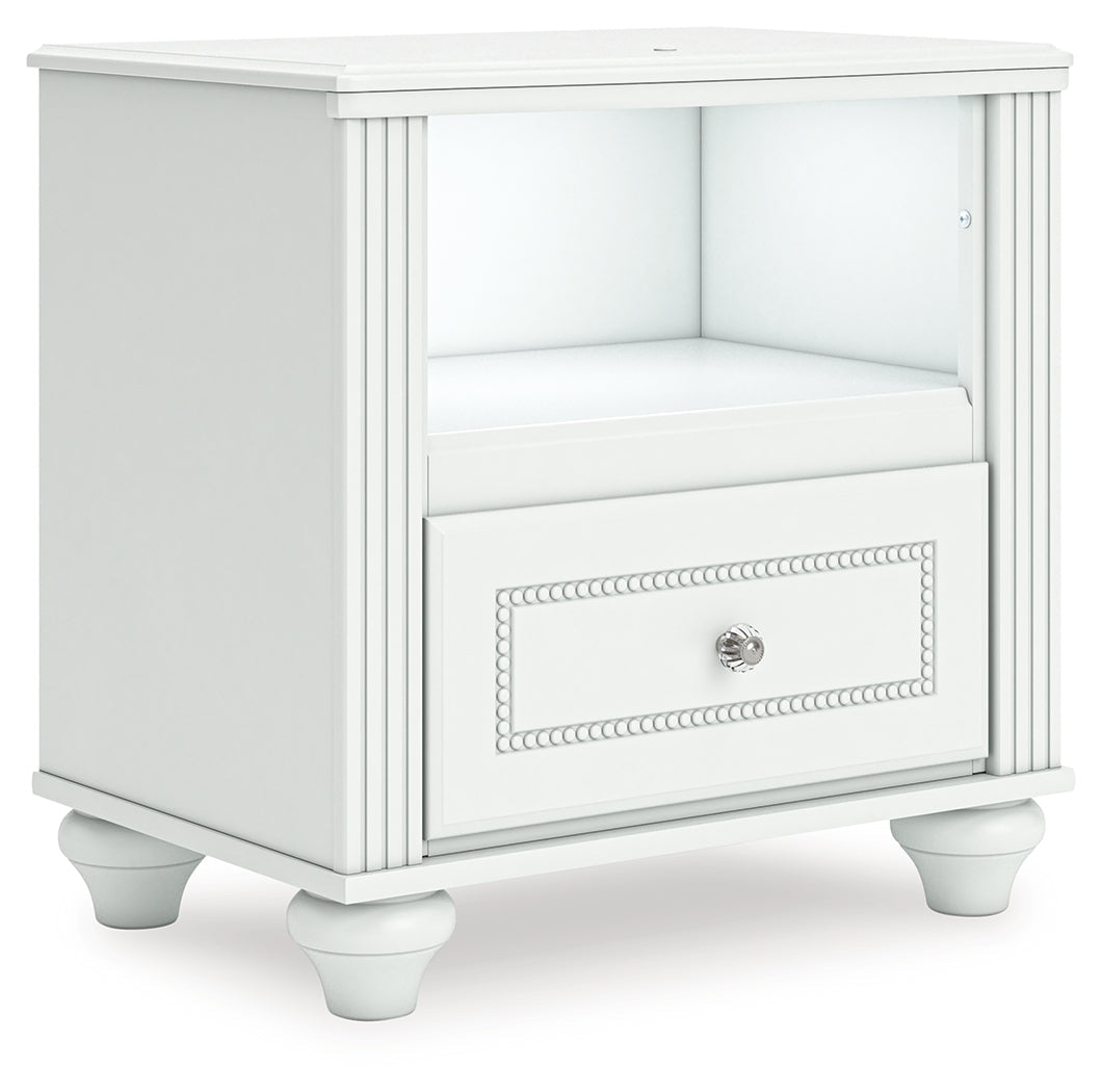 Kozlani White One Drawer Night Stand- Viva Furn