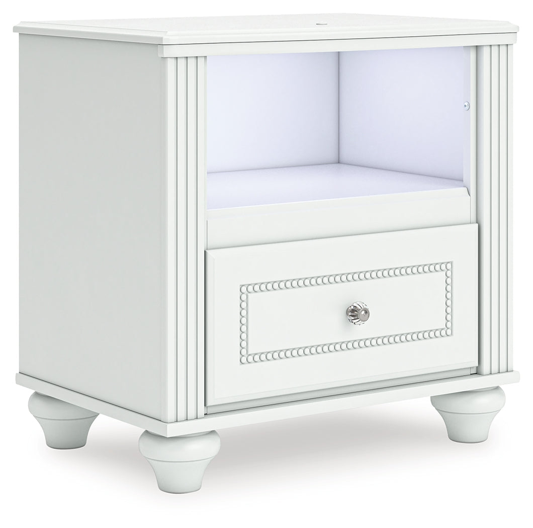 Kozlani White One Drawer Night Stand- Viva Furn