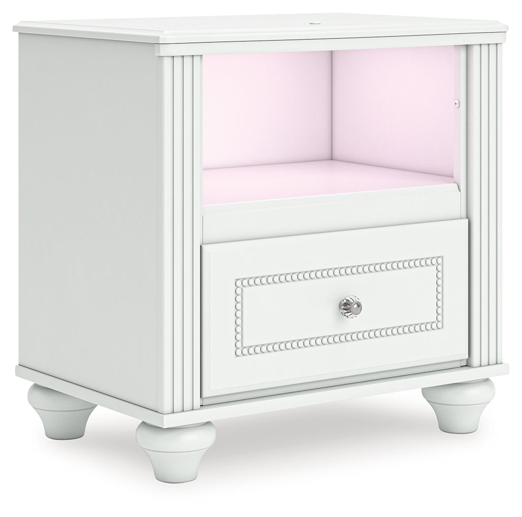 Kozlani White One Drawer Night Stand- Viva Furn