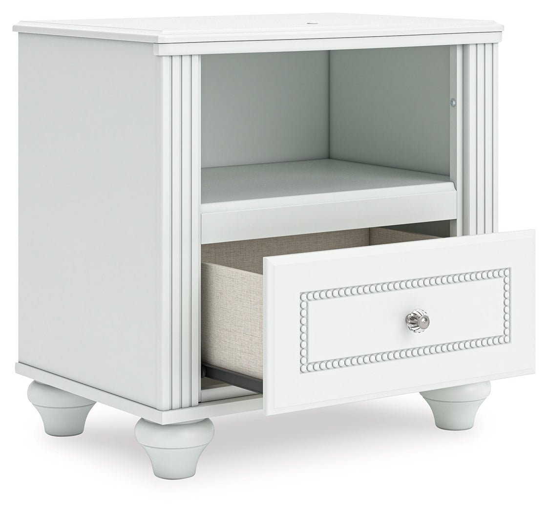 Kozlani White One Drawer Night Stand- Viva Furn