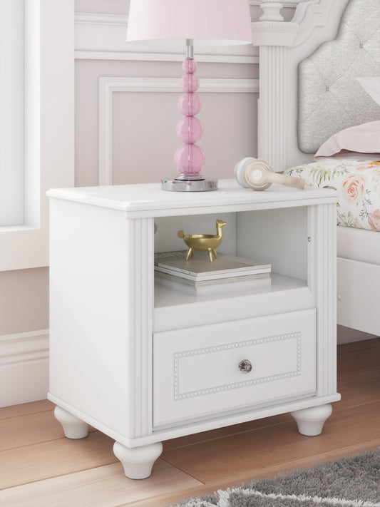 Kozlani White One Drawer Night Stand- Viva Furn
