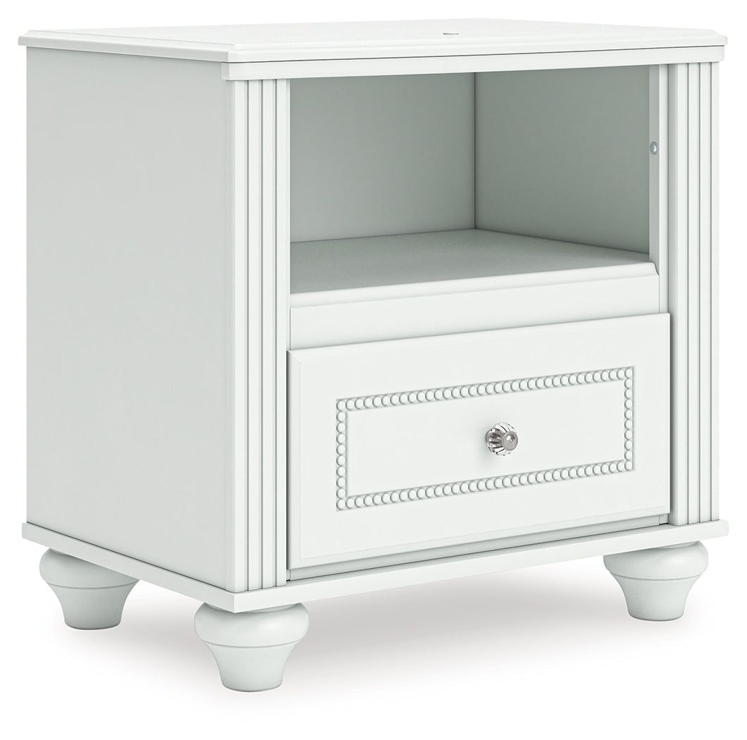 Kozlani White One Drawer Night Stand- Viva Furn