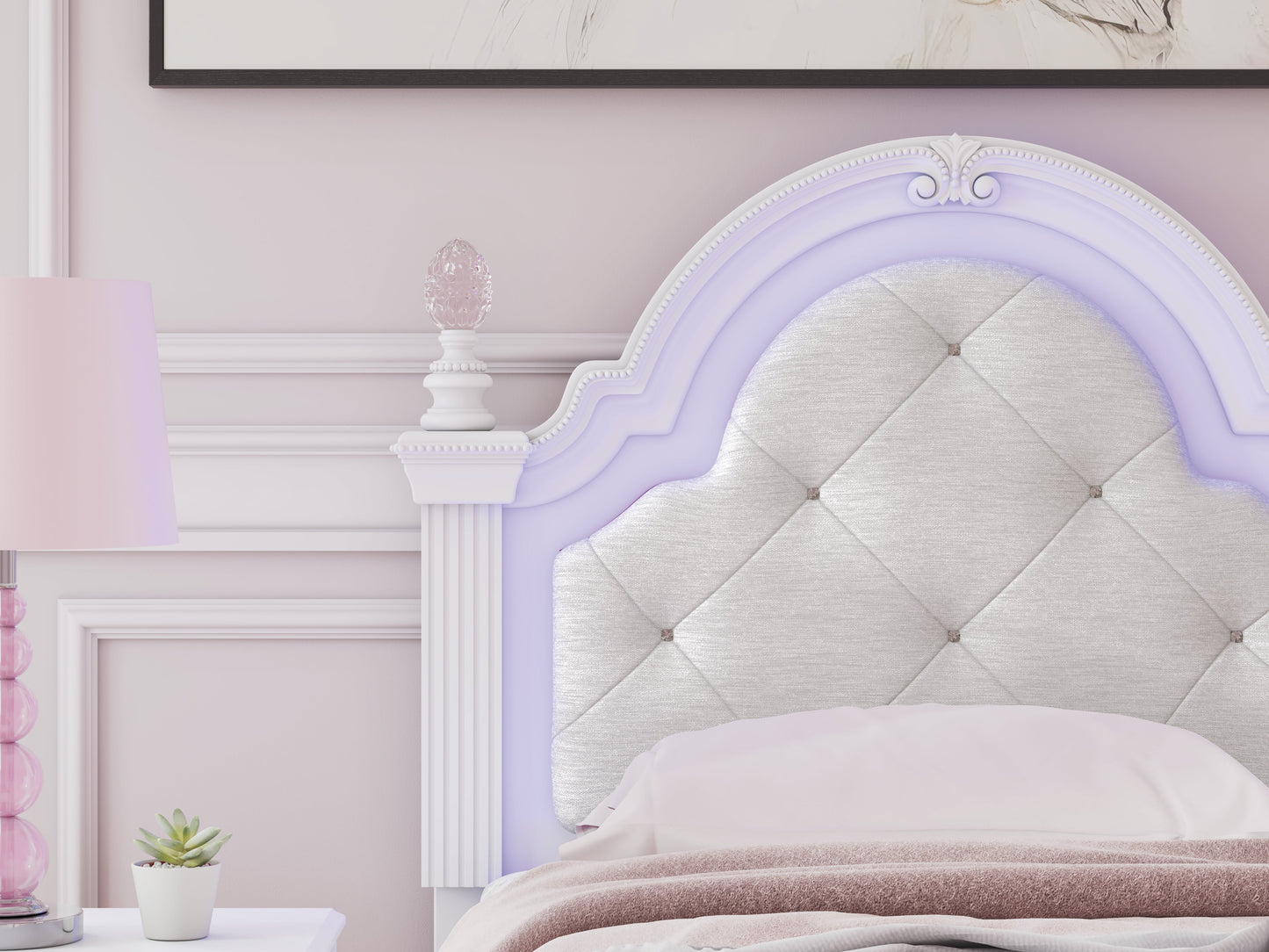 Kozlani White Twin UPH Panel Headboard- Viva Furn