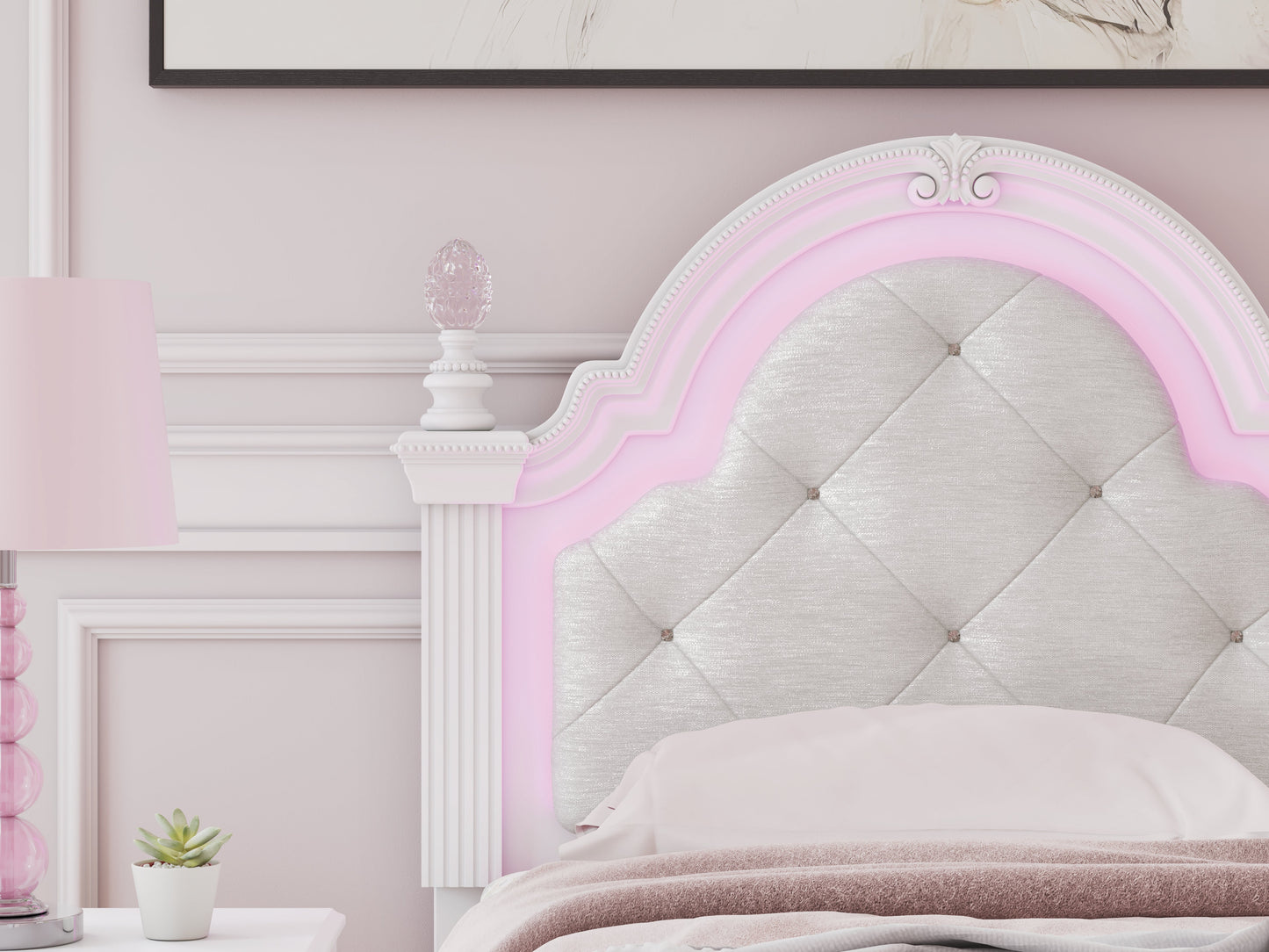 Kozlani White Twin UPH Panel Headboard- Viva Furn