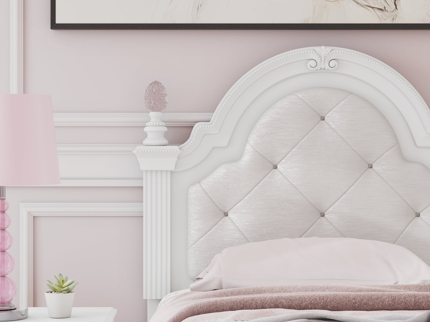 Kozlani White Twin UPH Panel Headboard- Viva Furn