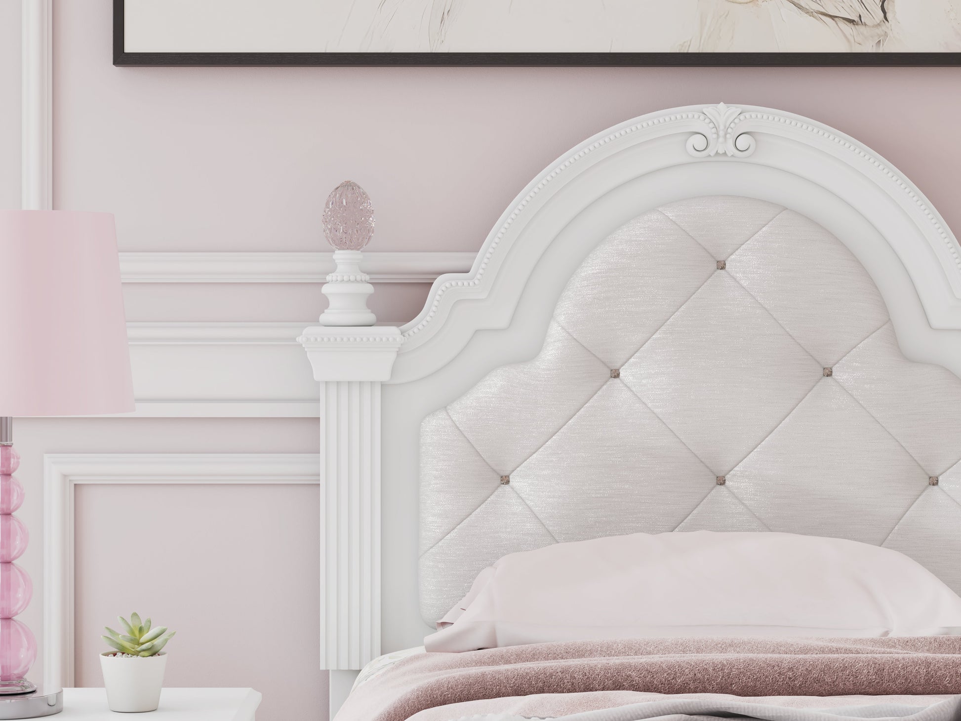 Kozlani White Twin UPH Panel Headboard- Viva Furn