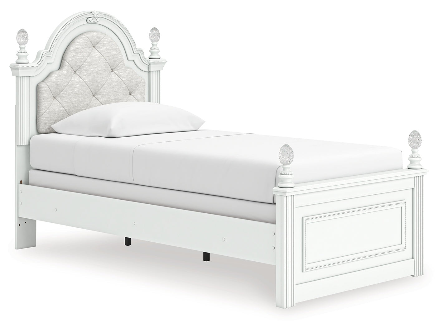 Kozlani White Twin Upholstered Panel Bed- Viva Furn