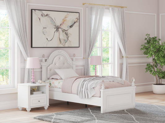 Kozlani White Twin Upholstered Panel Bed- Viva Furn
