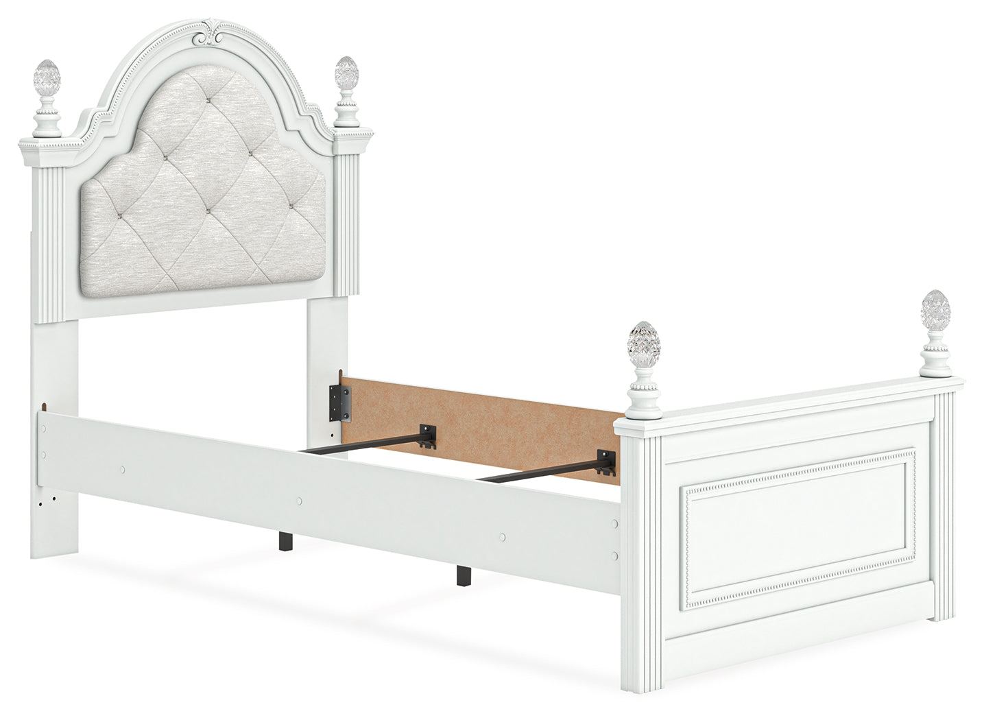 Kozlani White Twin Upholstered Panel Bed- Viva Furn