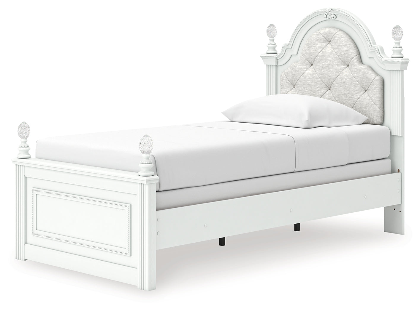 Kozlani White Twin Upholstered Panel Bed- Viva Furn