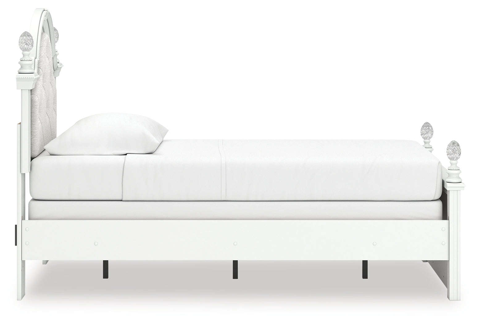 Kozlani White Twin Upholstered Panel Bed- Viva Furn