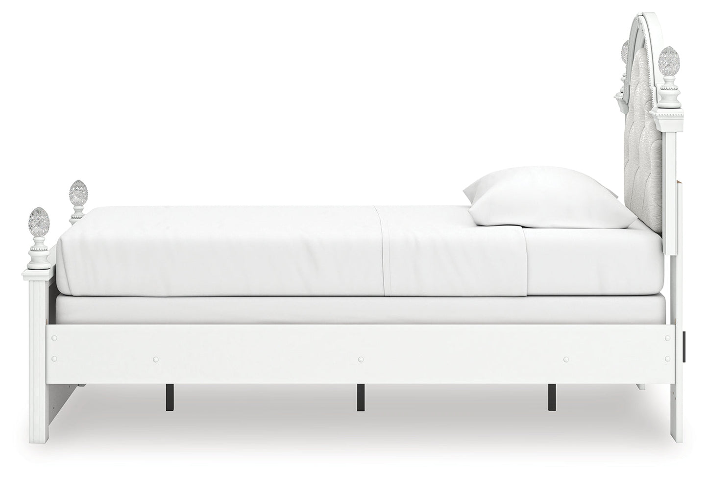 Kozlani White Twin Upholstered Panel Bed- Viva Furn