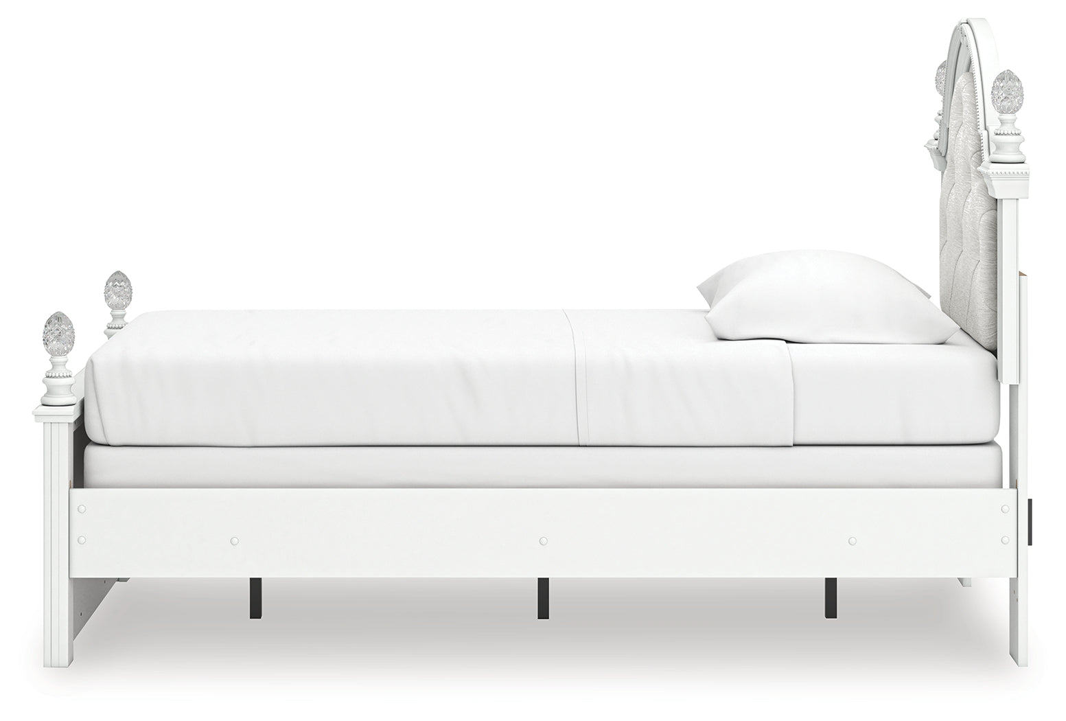 Kozlani White Twin Upholstered Panel Bed- Viva Furn
