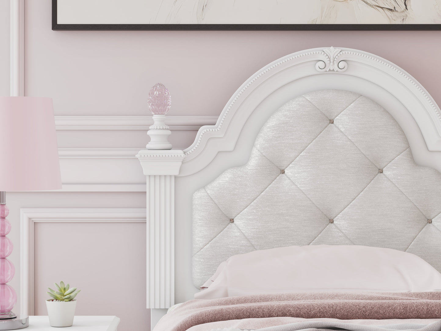 Kozlani White Twin Upholstered Panel Bed- Viva Furn