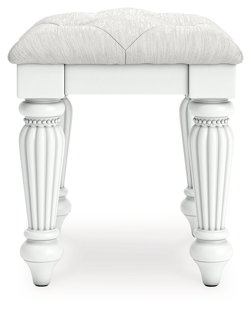 Kozlani White Vanity, Mirror and Stool- Viva Furn