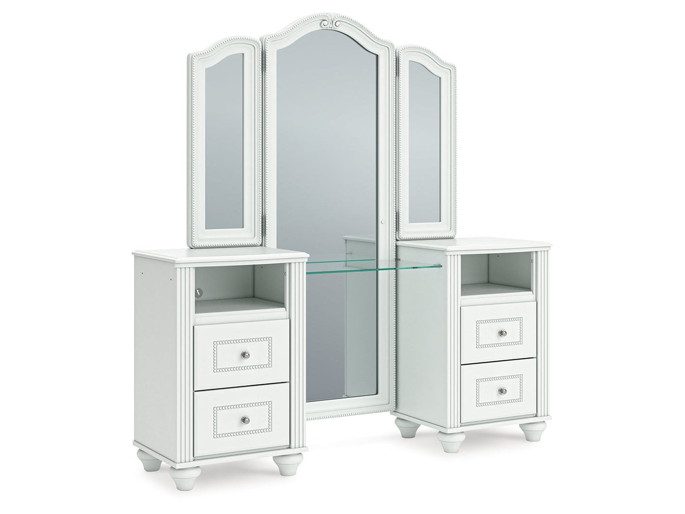 Kozlani White Vanity with Mirror- Viva Furn