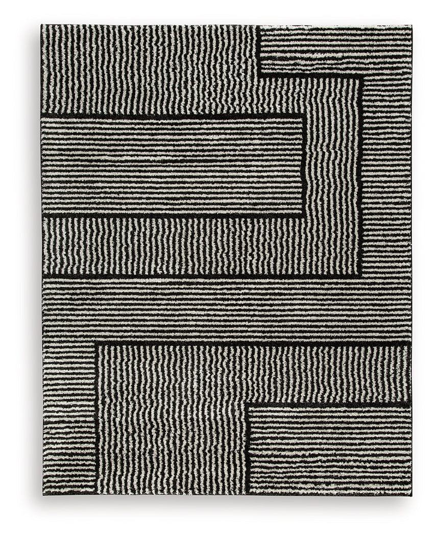 Kurtmen Black/Ivory Large Rug- Viva Furn