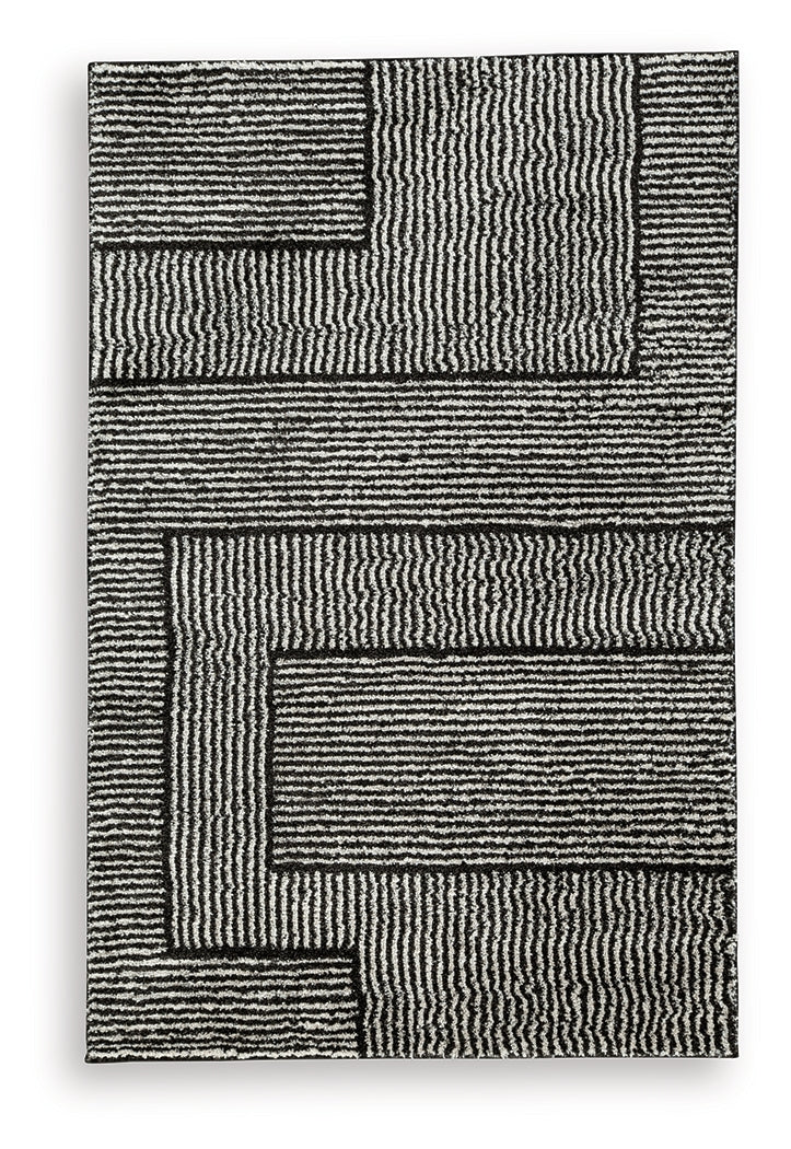 Kurtmen Black/Ivory Medium Rug- Viva Furn