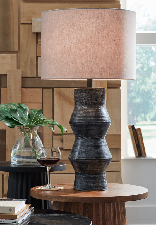 Kerbert Distressed Black Table Lamp