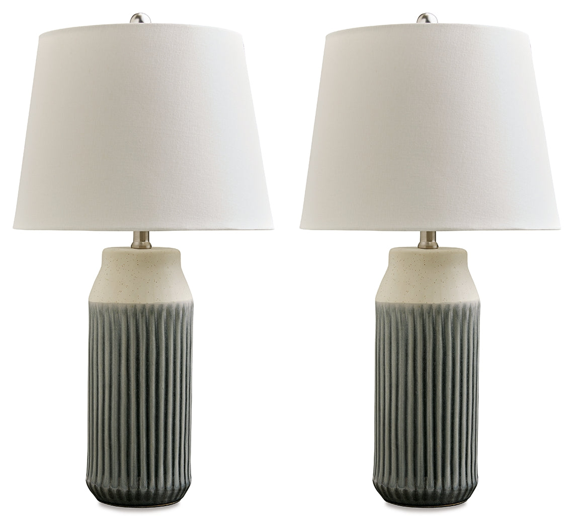 Afener Blue/Beige Table Lamp (Set of 2)