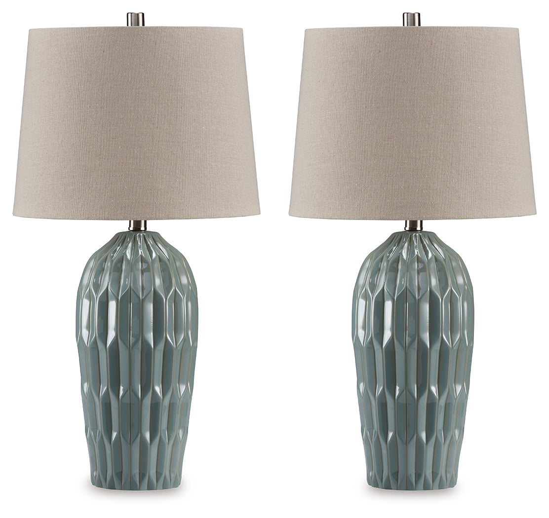 Hadbury Pale Blue/Teal Table Lamp (Set of 2)