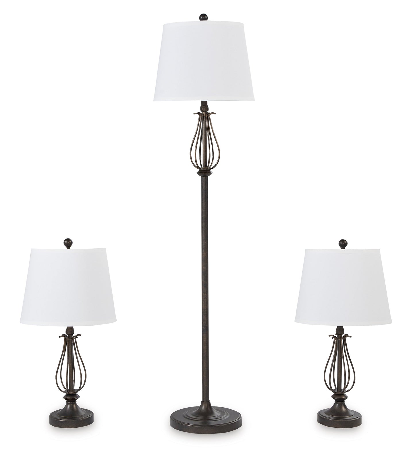 Brycestone Bronze Floor Lamp w/ 2 Table Lamps (Set of 3)