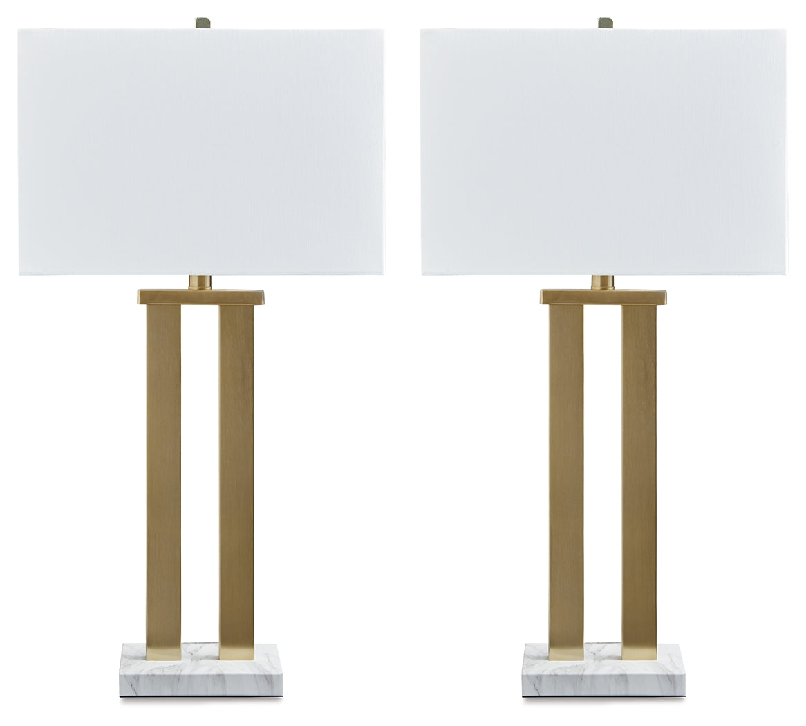 Coopermen Gold Finish/White Table Lamp (Set of 2)