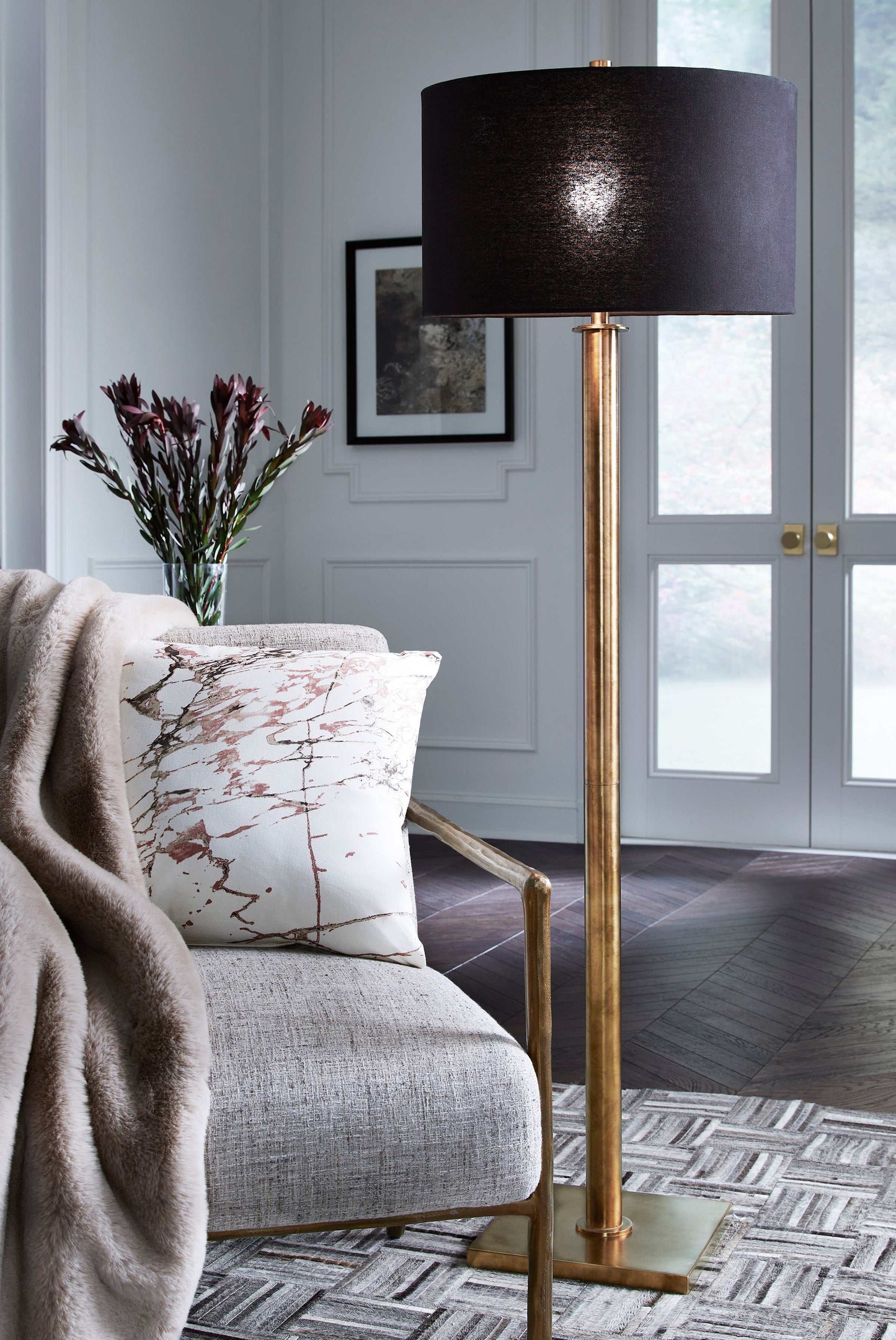 Jenton Antique Brass Finish Floor Lamp