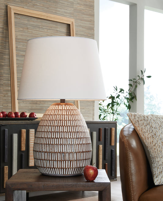 Darrich Beige/White Table Lamp