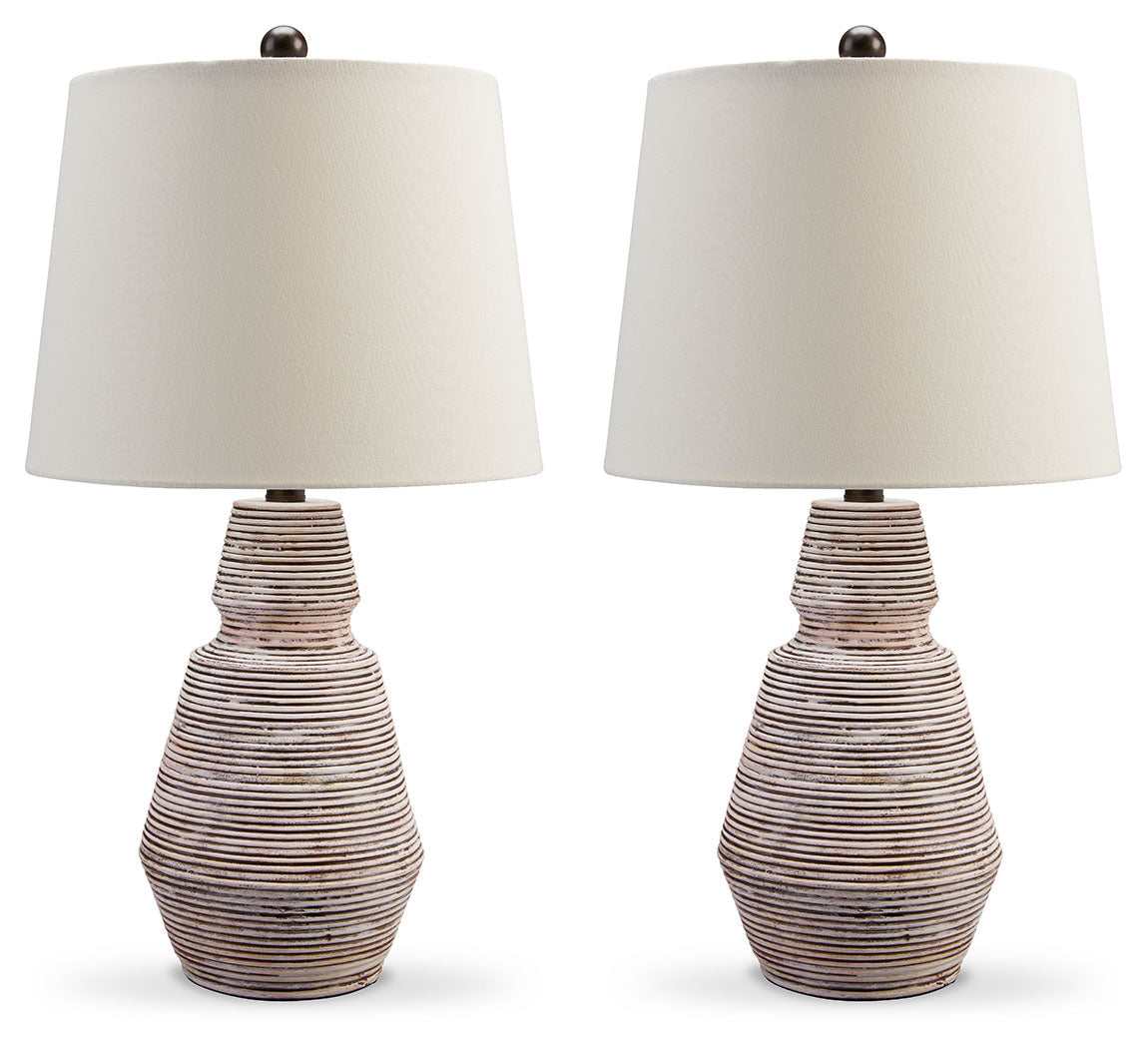 Jairburns Brick Red & White Table Lamp (Set of 2)