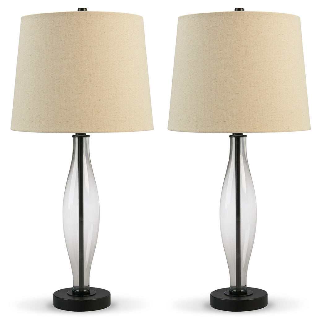 Travisburg Clear & Black Table Lamp (Set of 2)