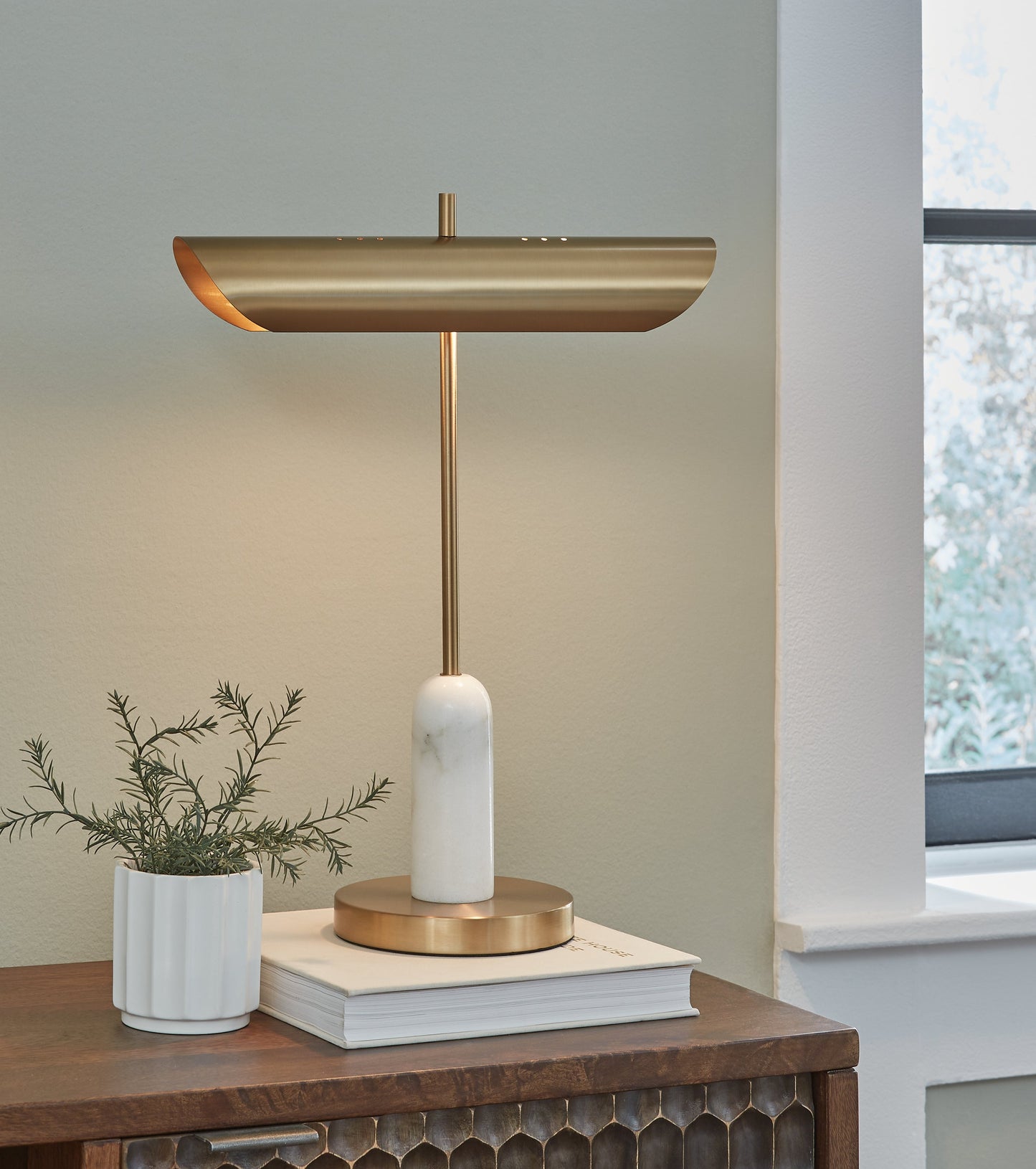 Rowleigh Gold Finish/White Desk Lamp