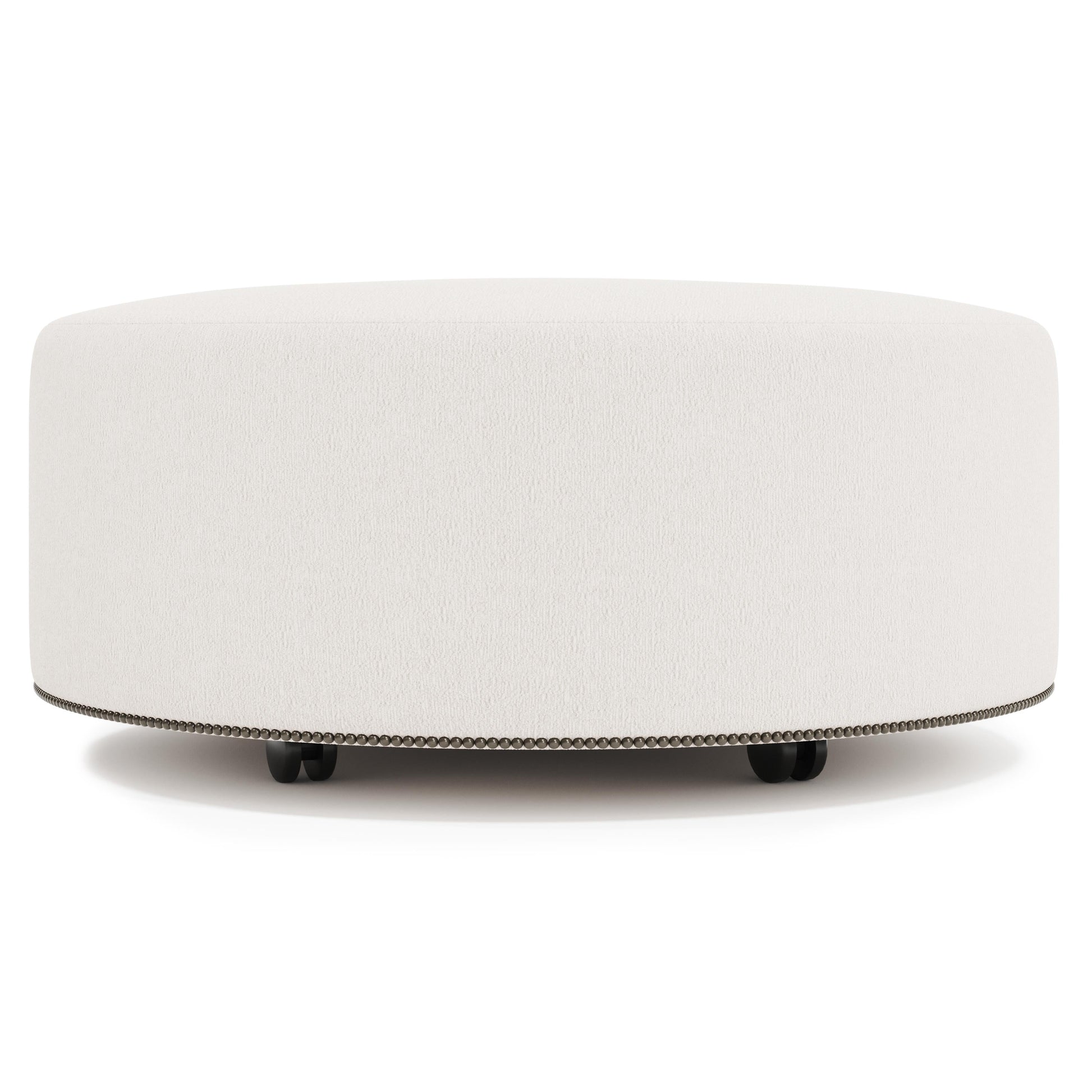 LOLO White/Cream Fabric Cocktail Ottoman - Ornate Home