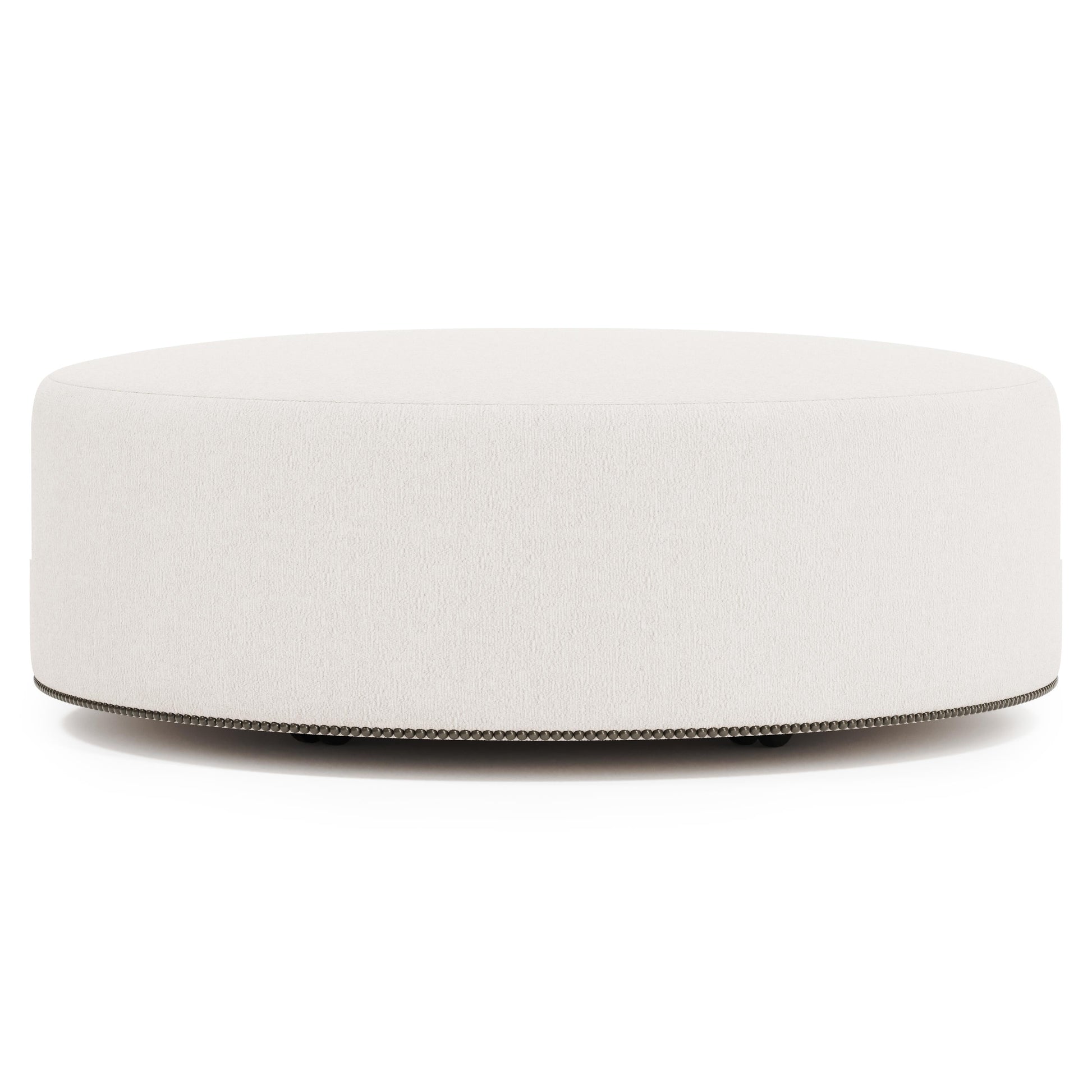 LOLO White/Cream Fabric Cocktail Ottoman - Ornate Home