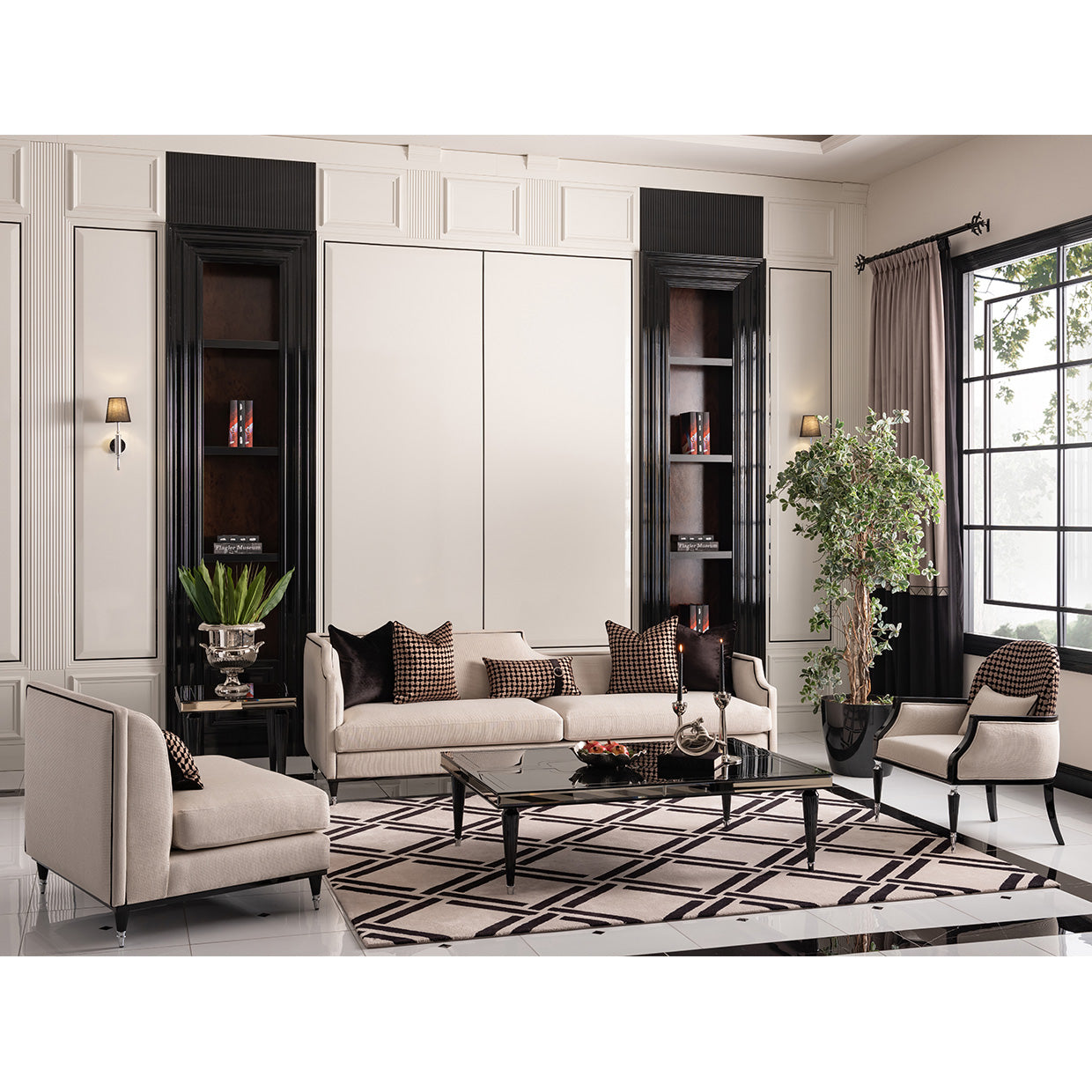 La Francaise Black Ice/Café Armless Accent Chair - Ornate Home