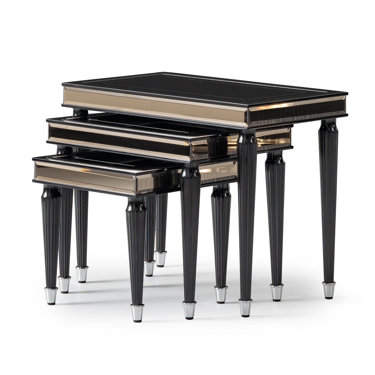 La Francaise Black Ice Nesting Tables (Set of 3) - Ornate Home