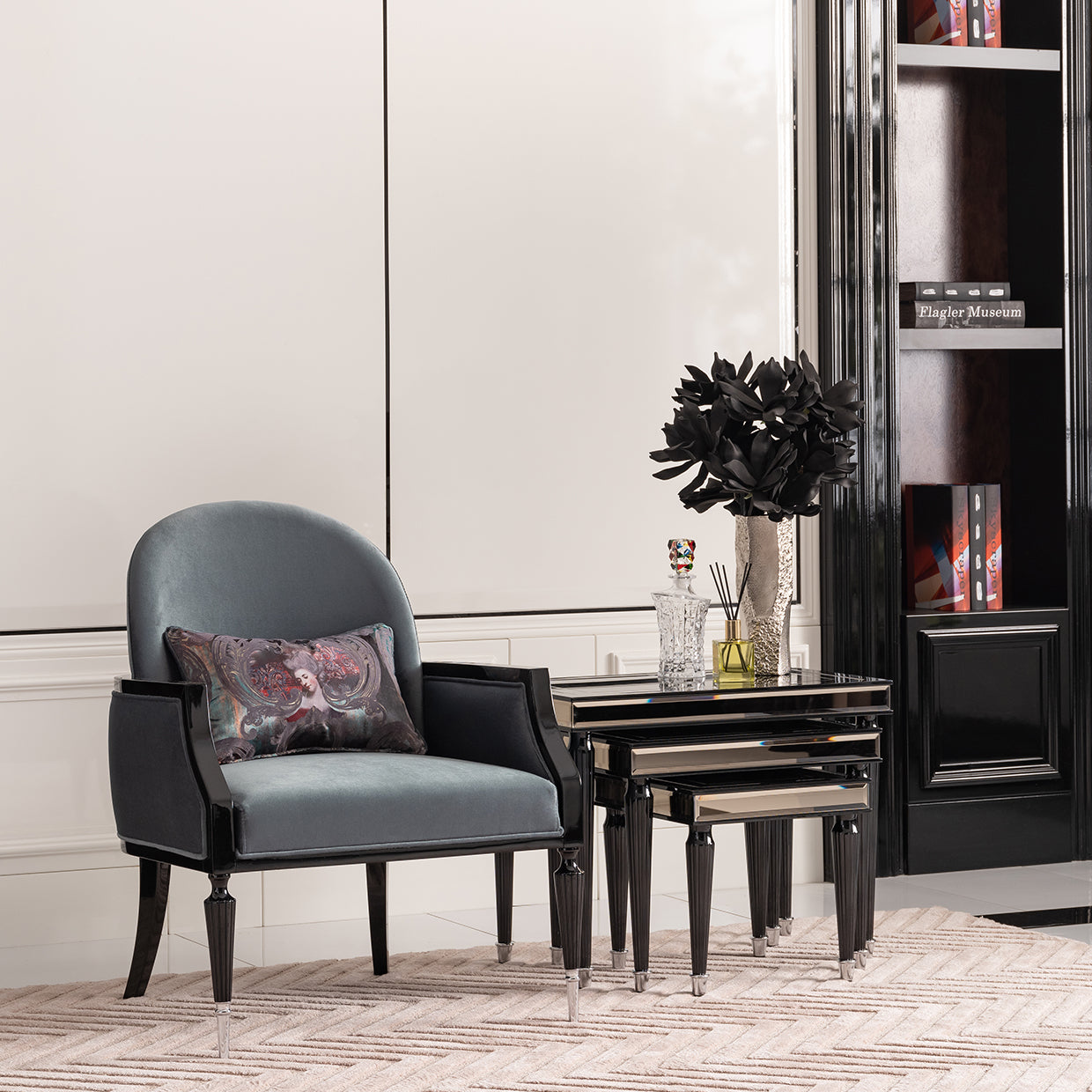 La Francaise Black Ice Nesting Tables (Set of 3) - Ornate Home